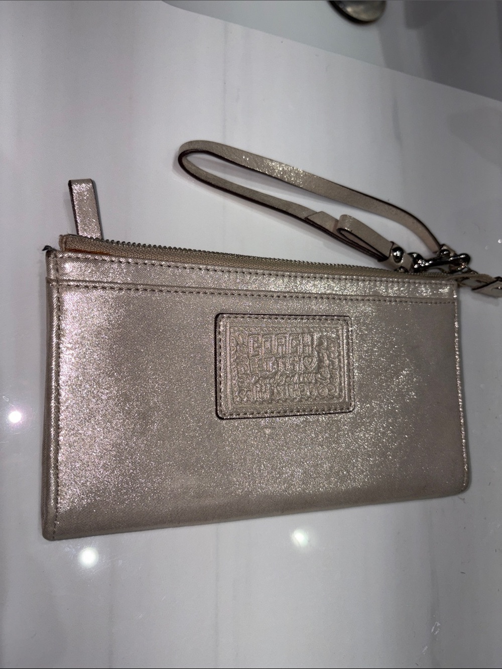 Coach Metallic Champagne Gold Wristlet Clutch